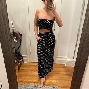 2 piece black and white polka dot skirt and tube